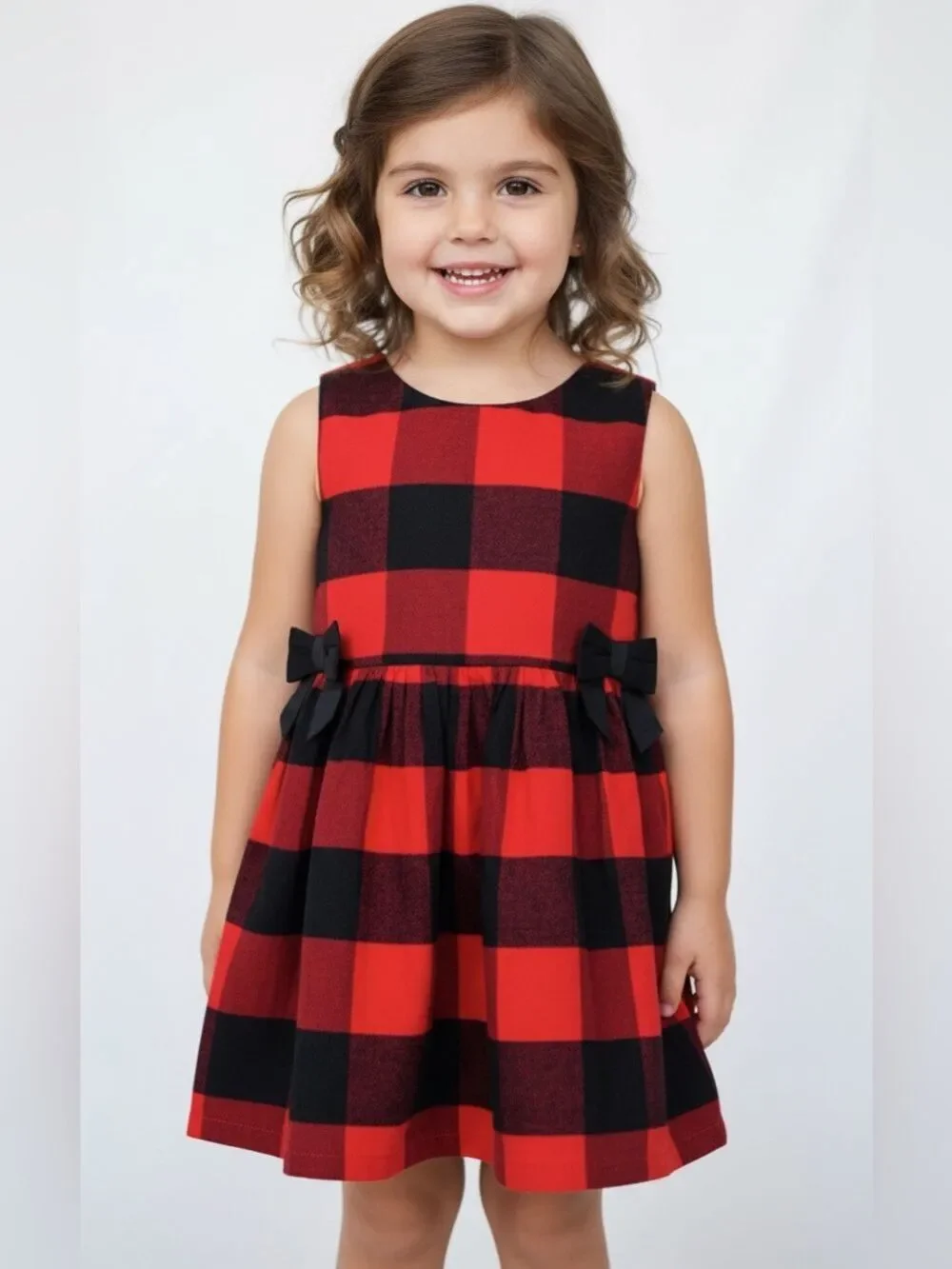 Carters Red Black Check with Bows Sleeveless Cotton Dress 3T (3 items for $12)